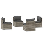 Patio Middle Sofas 4 pcs Gray 22.4"x22.4"x22" Poly Rattan