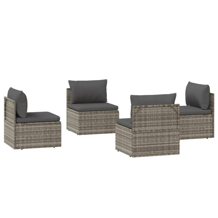 Patio Middle Sofas 4 pcs Gray 22.4"x22.4"x22" Poly Rattan