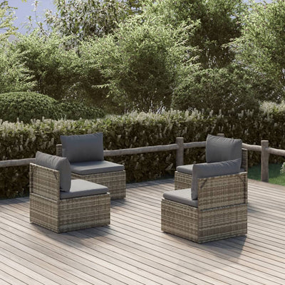 Patio Middle Sofas 4 pcs Gray 22.4"x22.4"x22" Poly Rattan