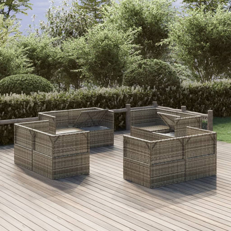 Patio Corner Sofas 8 pcs Gray 22.4"x22.4"x22" Poly Rattan