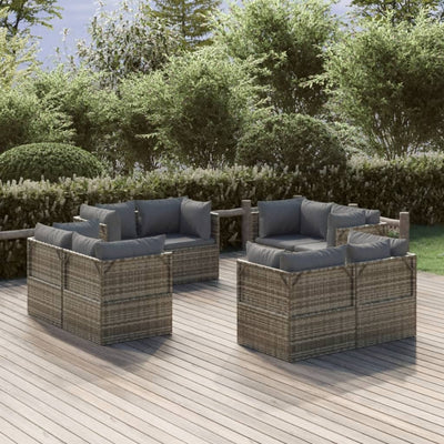 Patio Corner Sofas 8 pcs Gray 22.4"x22.4"x22" Poly Rattan