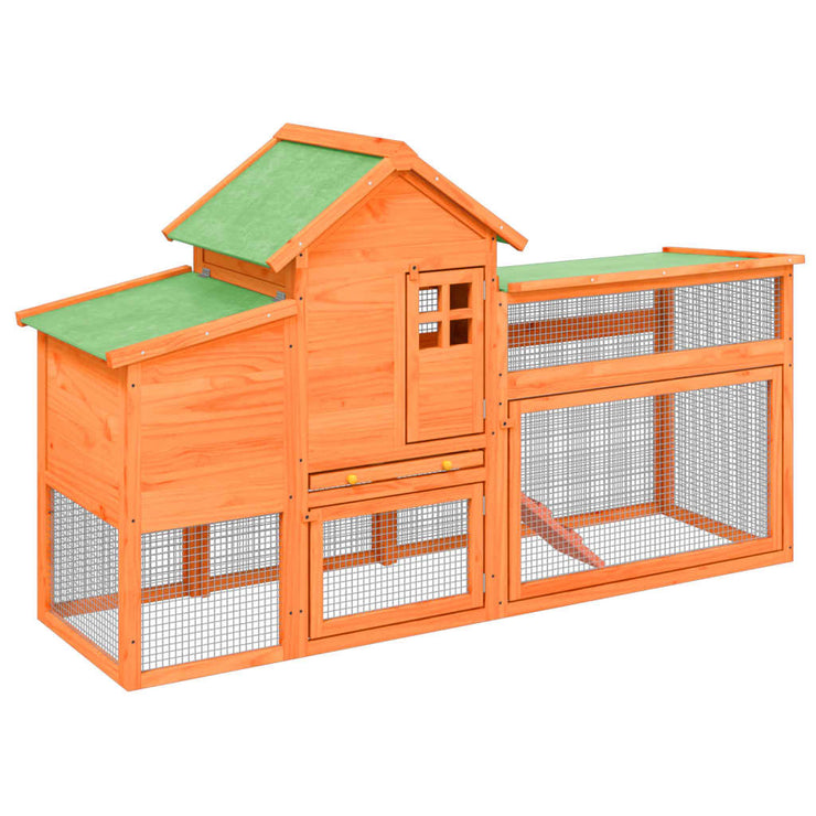 Chicken Coop Brown 73.4"x23"x44.5" Solid Wood Pine