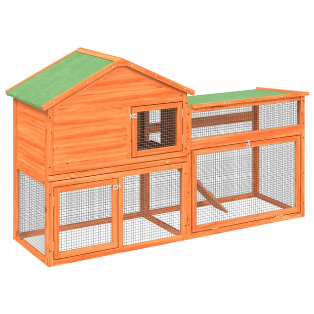 Rabbit Hutch Brown 73"x23.8"x43.1" Solid Wood Pine