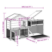 Rabbit Hutch Brown 73"x23.8"x43.1" Solid Wood Pine