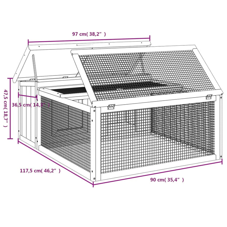 Rabbit Hutch Brown 46.3"x38.2"x18.7" Solid Wood Pine