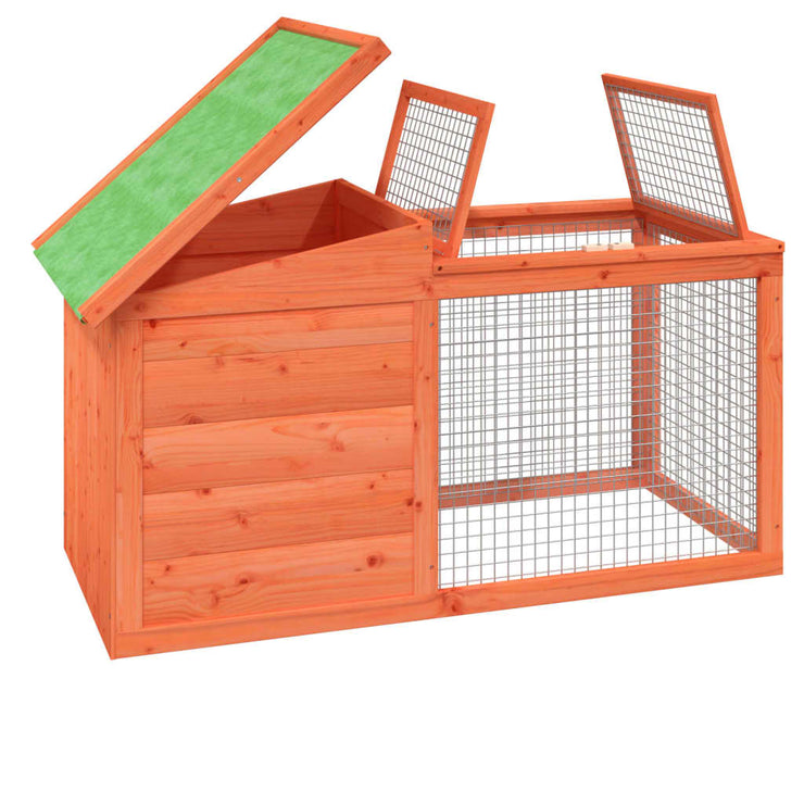 Rabbit Hutch Brown 39.6"x21.3"x21.7" Solid Wood Pine