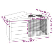 Rabbit Hutch Brown 39.6"x21.3"x21.7" Solid Wood Pine