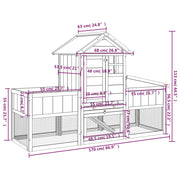 Rabbit Hutch Brown 66.9"x24.8"x44.5" Solid Wood Pine
