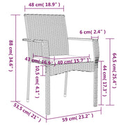 9 Piece Patio Dining Set with Cushions Gray Poly Rattan