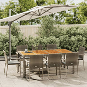 9 Piece Patio Dining Set with Cushions Gray Poly Rattan