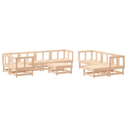 10 Piece Patio Lounge Set Solid Wood Pine