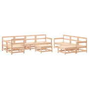 10 Piece Patio Lounge Set Solid Wood Pine