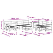 10 Piece Patio Lounge Set Solid Wood Pine