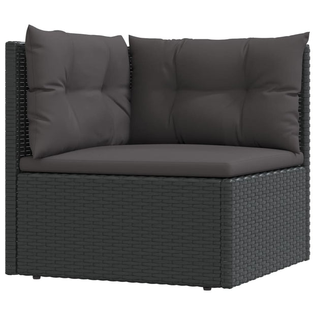 9 Piece Patio Lounge Set with Cushions Black Poly Rattan