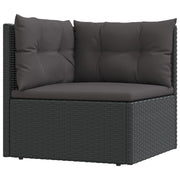 9 Piece Patio Lounge Set with Cushions Black Poly Rattan