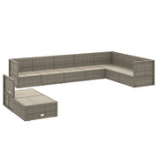 9 Piece Patio Lounge Set with Cushions Gray Poly Rattan