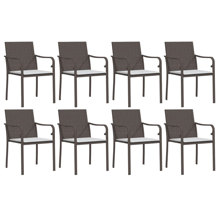 9 Piece Patio Dining Set with Cushions Poly Rattan and Steel