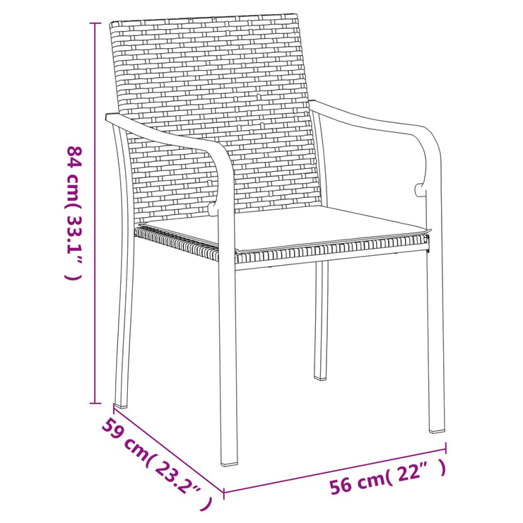 9 Piece Patio Dining Set with Cushions Poly Rattan and Steel