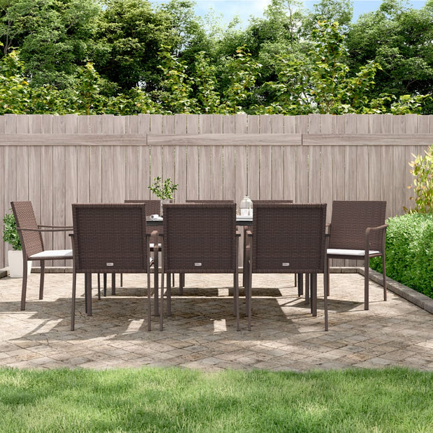 9 Piece Patio Dining Set with Cushions Poly Rattan and Steel