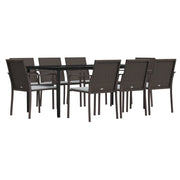 9 Piece Patio Dining Set with Cushions Poly Rattan and Steel