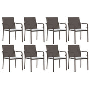 9 Piece Patio Dining Set with Cushions Poly Rattan and Steel