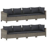 9 Piece Patio Lounge Set with Cushions Gray Poly Rattan