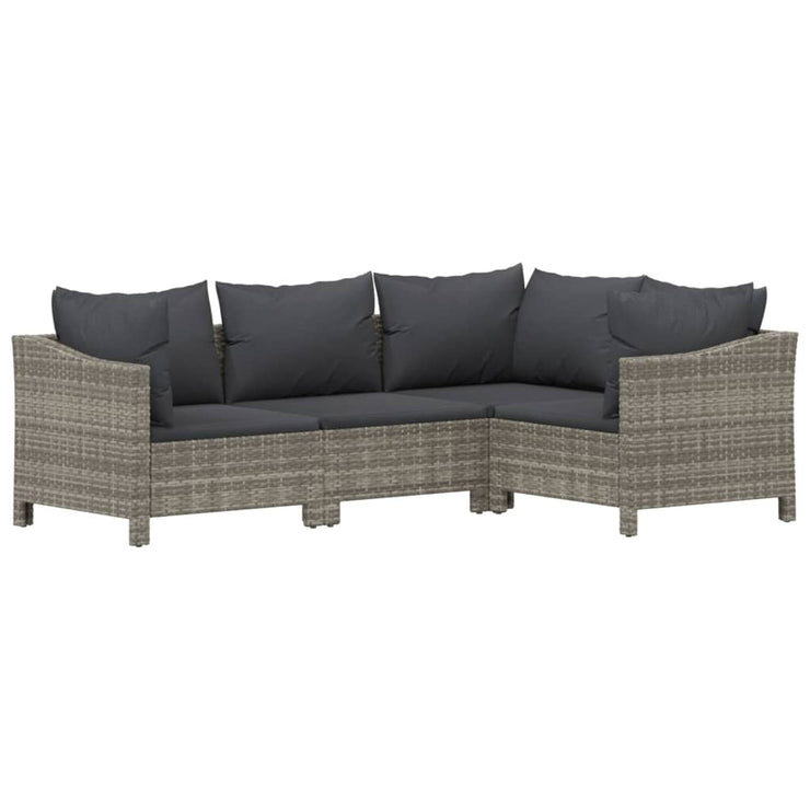 9 Piece Patio Lounge Set with Cushions Gray Poly Rattan