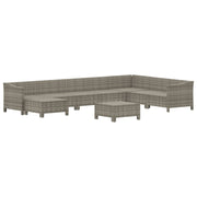 9 Piece Patio Lounge Set with Cushions Gray Poly Rattan