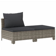 9 Piece Patio Lounge Set with Cushions Gray Poly Rattan