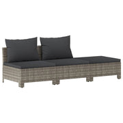 9 Piece Patio Lounge Set with Cushions Gray Poly Rattan