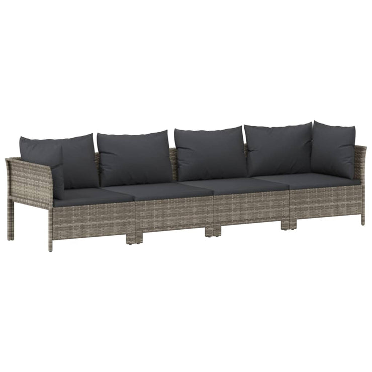 9 Piece Patio Lounge Set with Cushions Gray Poly Rattan