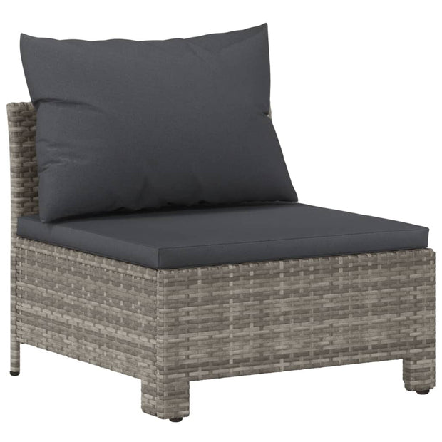 9 Piece Patio Lounge Set with Cushions Gray Poly Rattan