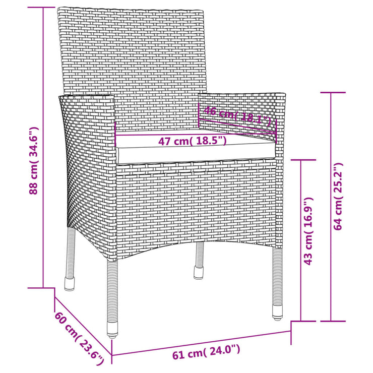 9 Piece Patio Dining Set with Cushions White Poly Rattan