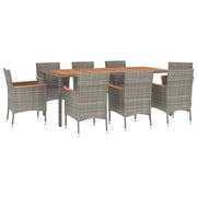 9 Piece Patio Dining Set with Cushions Gray Poly Rattan