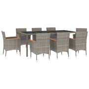 9 Piece Patio Dining Set with Cushions Gray Poly Rattan