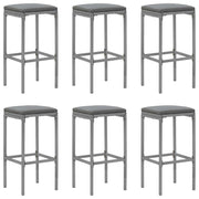 7 Piece Patio Bar Set with Cushions Gray Poly Rattan