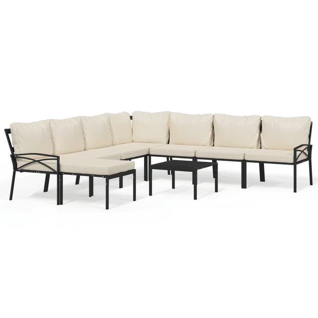 9 Piece Patio Lounge Set with Sand Cushions Steel