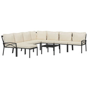 9 Piece Patio Lounge Set with Sand Cushions Steel