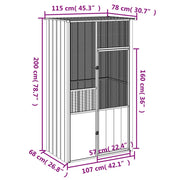 Bird Cage Gray 45.3"x30.7"x78.7" Galvanized Steel