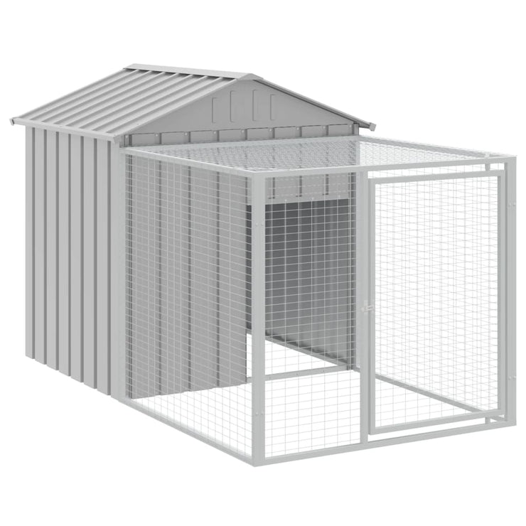 Chicken Cage with Run Light Gray 46.1"x79.1"x48.4" Galvanized Steel