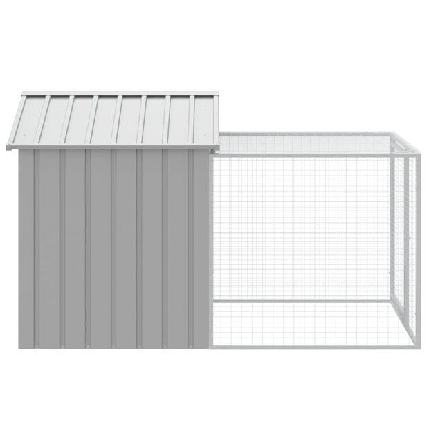 Chicken Cage with Run Light Gray 46.1"x79.1"x48.4" Galvanized Steel