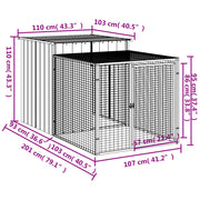 Chicken Cage with Run Anthracite 43.3"x79.1"x43.3" Galvanized Steel