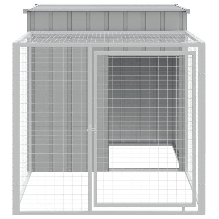 Chicken Cage with Run Light Gray 43.3"x79.1"x43.3" Galvanized Steel