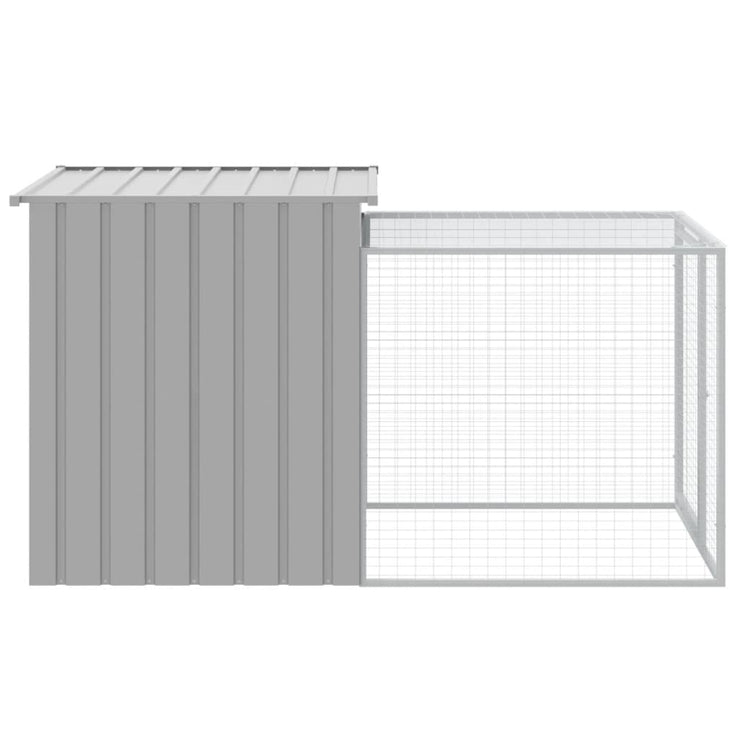 Chicken Cage with Run Light Gray 43.3"x79.1"x43.3" Galvanized Steel