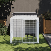 Chicken Cage with Run Light Gray 43.3"x79.1"x43.3" Galvanized Steel