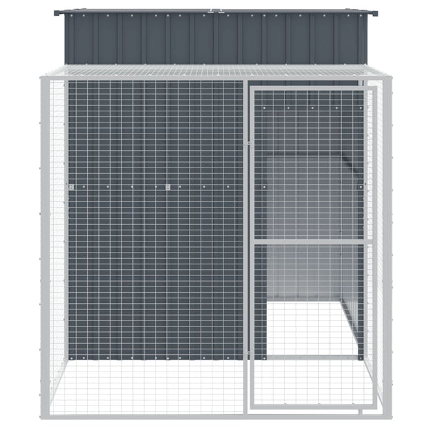 Chicken Cage with Run Anthracite 65"x98.8"x71.3" Galvanized Steel