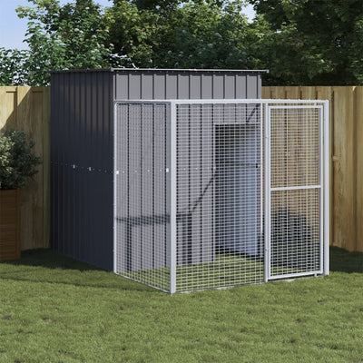 Chicken Cage with Run Anthracite 65"x98.8"x71.3" Galvanized Steel