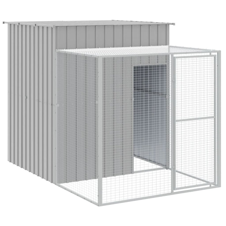 Chicken Cage with Run Light Gray 65"x98.8"x71.3" Galvanized Steel