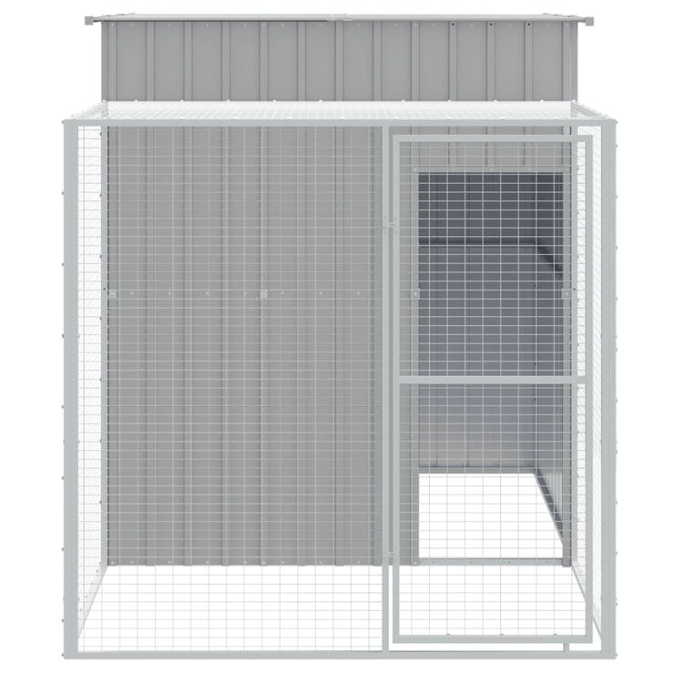 Chicken Cage with Run Light Gray 65"x98.8"x71.3" Galvanized Steel