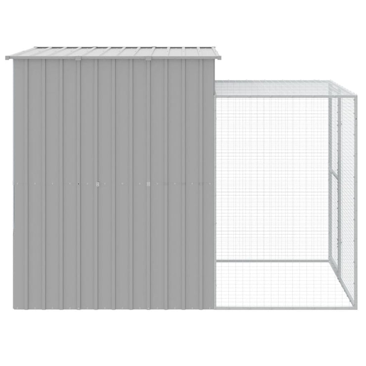 Chicken Cage with Run Light Gray 65"x98.8"x71.3" Galvanized Steel